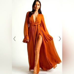 ShowPo Dangerous Woman Maxi Dress in Rust